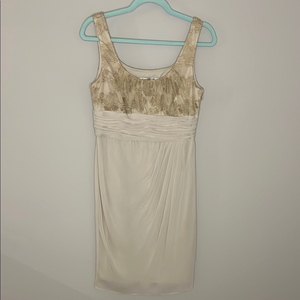 Elegant Cream and Gold Sleeveless Dress